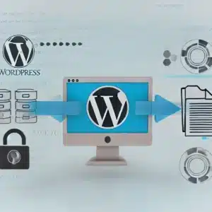 DALL·E 2024 08 30 14.41.31 A professional and modern illustration depicting the process of migrating a website to WordPress. The image should include visual elements like a comp