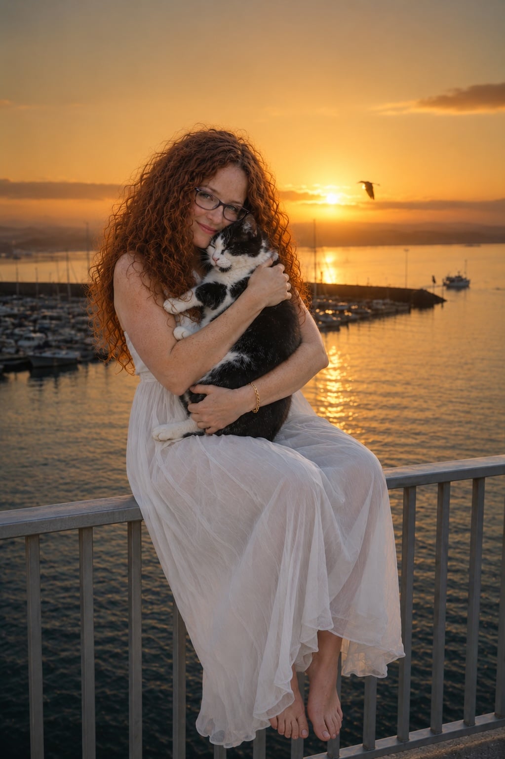 Autoportrait avec Lune au coucher du soleil